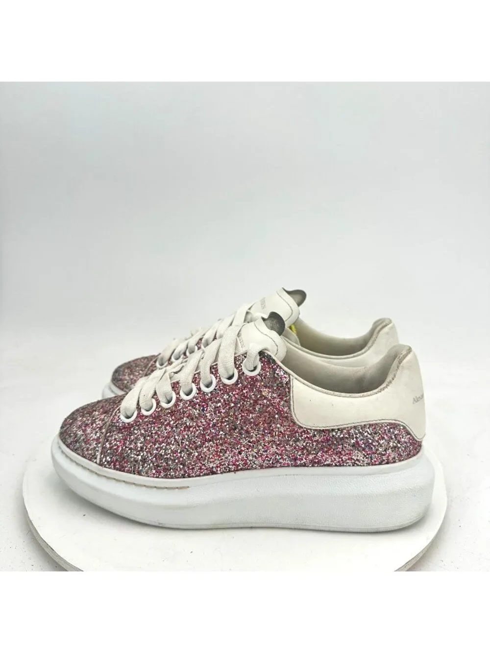 Alexander McQueen Larry Oversized Women Sz EU 37 US 7 Pink Glitter Platform Shoe